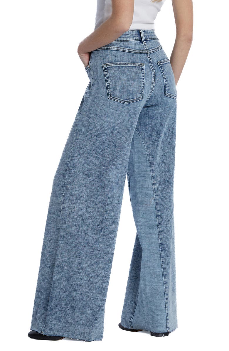 HINT OF BLU Happy Dual Two-Tone High Waist Wide Leg Jeans, Alternate, color, Air Blue