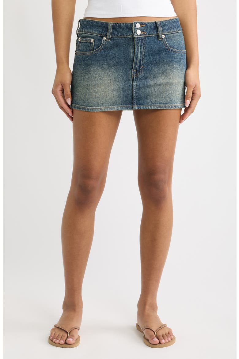 Piper Stretch Cotton Denim Miniskirt, Main, color, INDIGO
