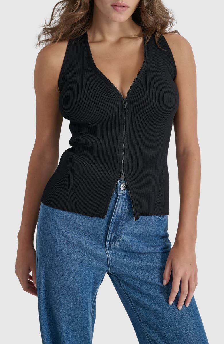 DKNY Front Zip Sweater Vest, Main, color, 