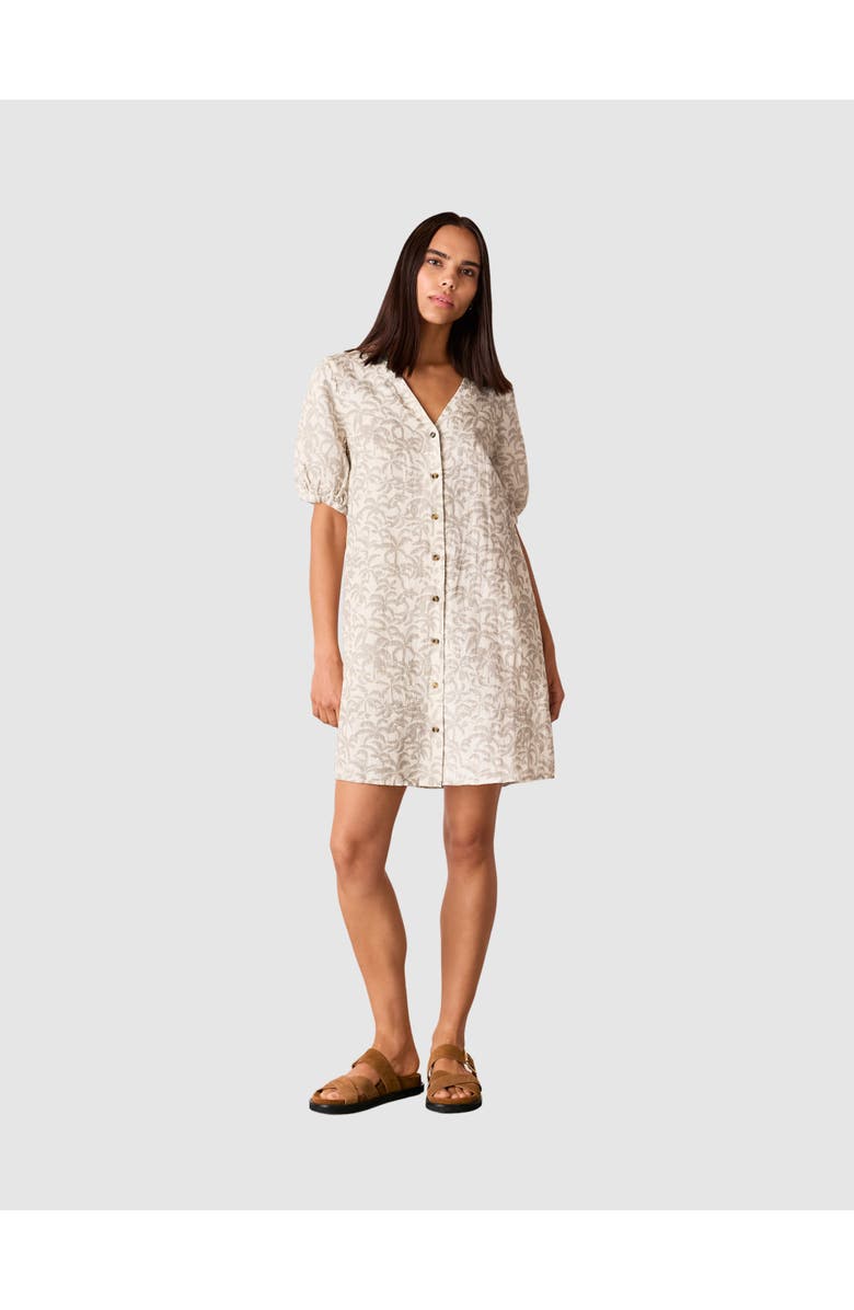 Whistles Palm Print Linen Blend Mini Dress, Main, color, Ivory/Multi