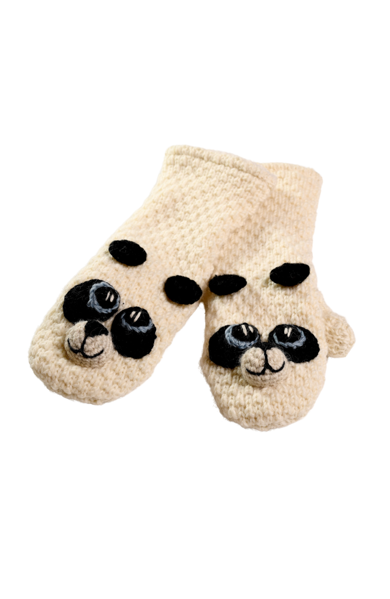 Nirvanna Designs Crochet Panda Mittens, Alternate, color, White Combo