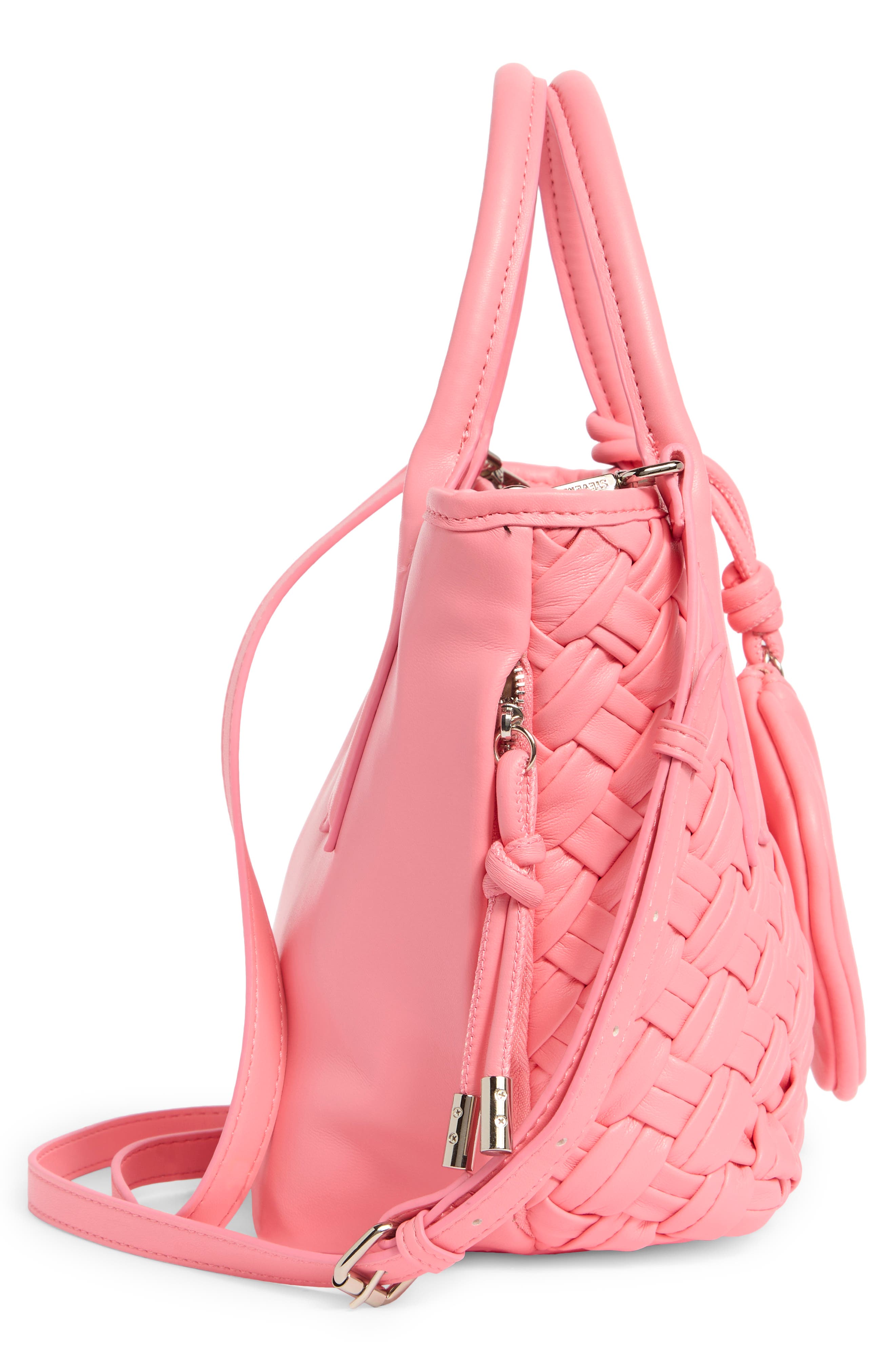 Steve Madden Bgene Woven Satchel Bag, Alternate, color, Thrift Pink