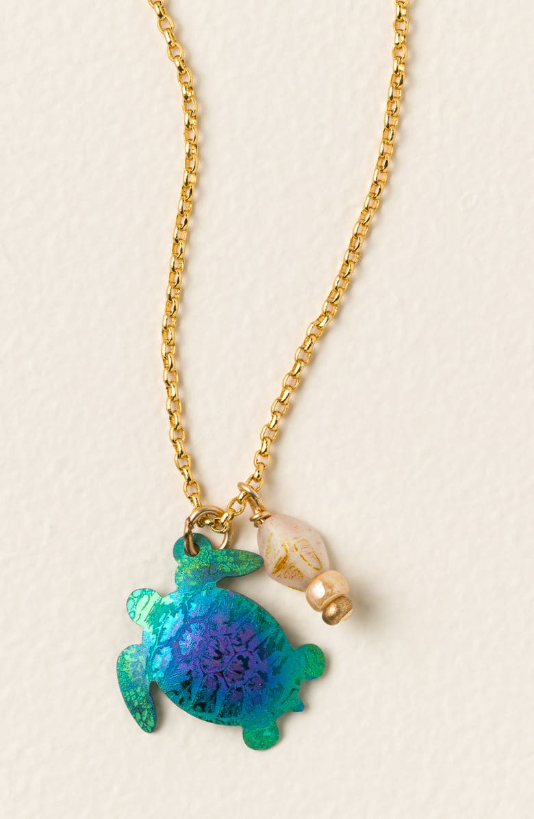 Uncommon Goods Iridescent Sea Turtle Pendant, Main, color, Multi