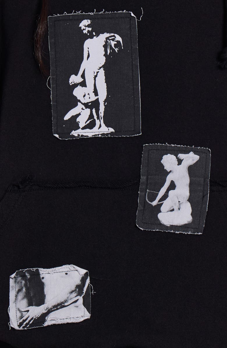 JADED LONDON Devoted Graphic Patch Distressed Hoodie, Alternate, color, Black