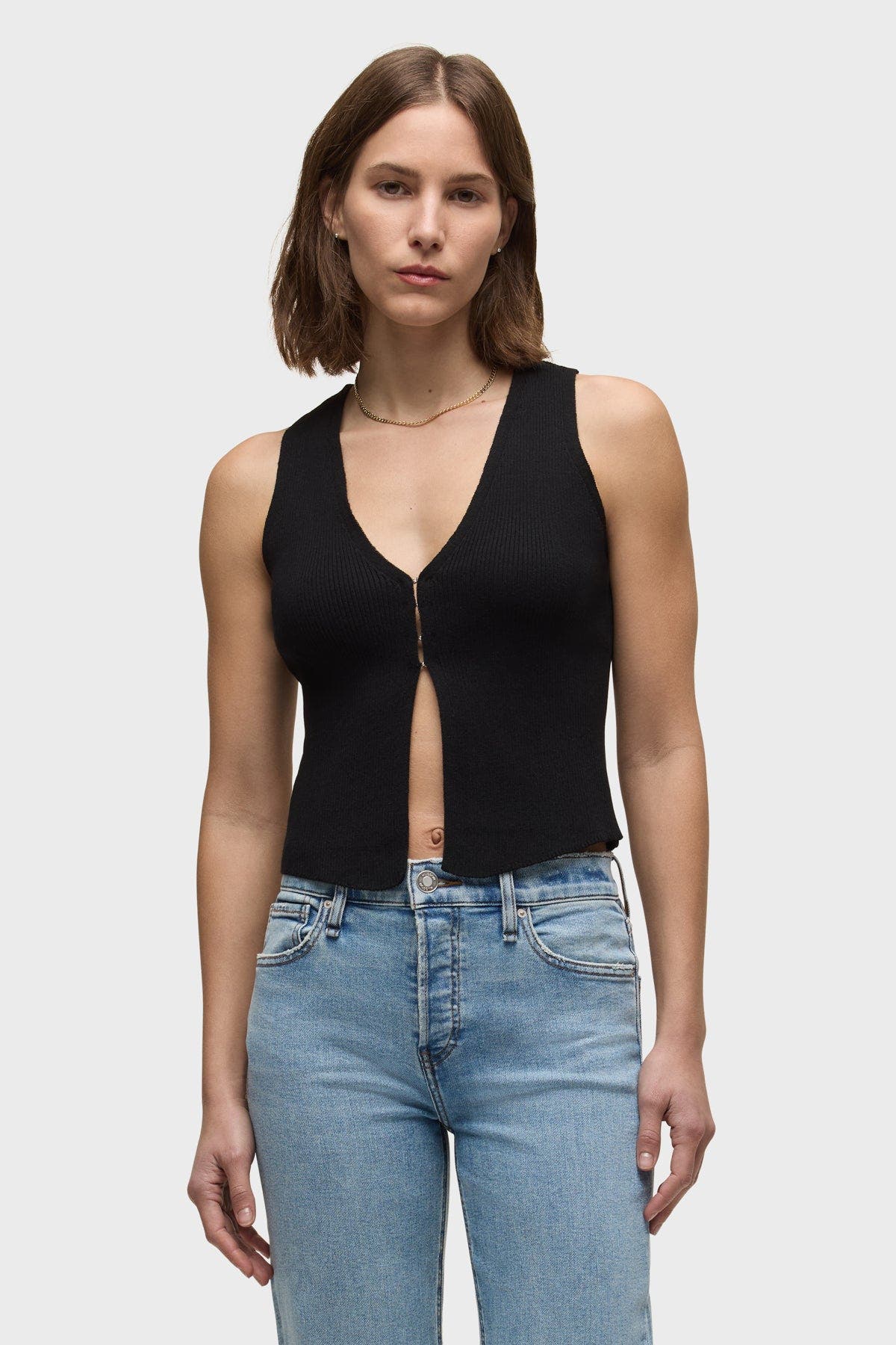 sleeveless v-neck sweater