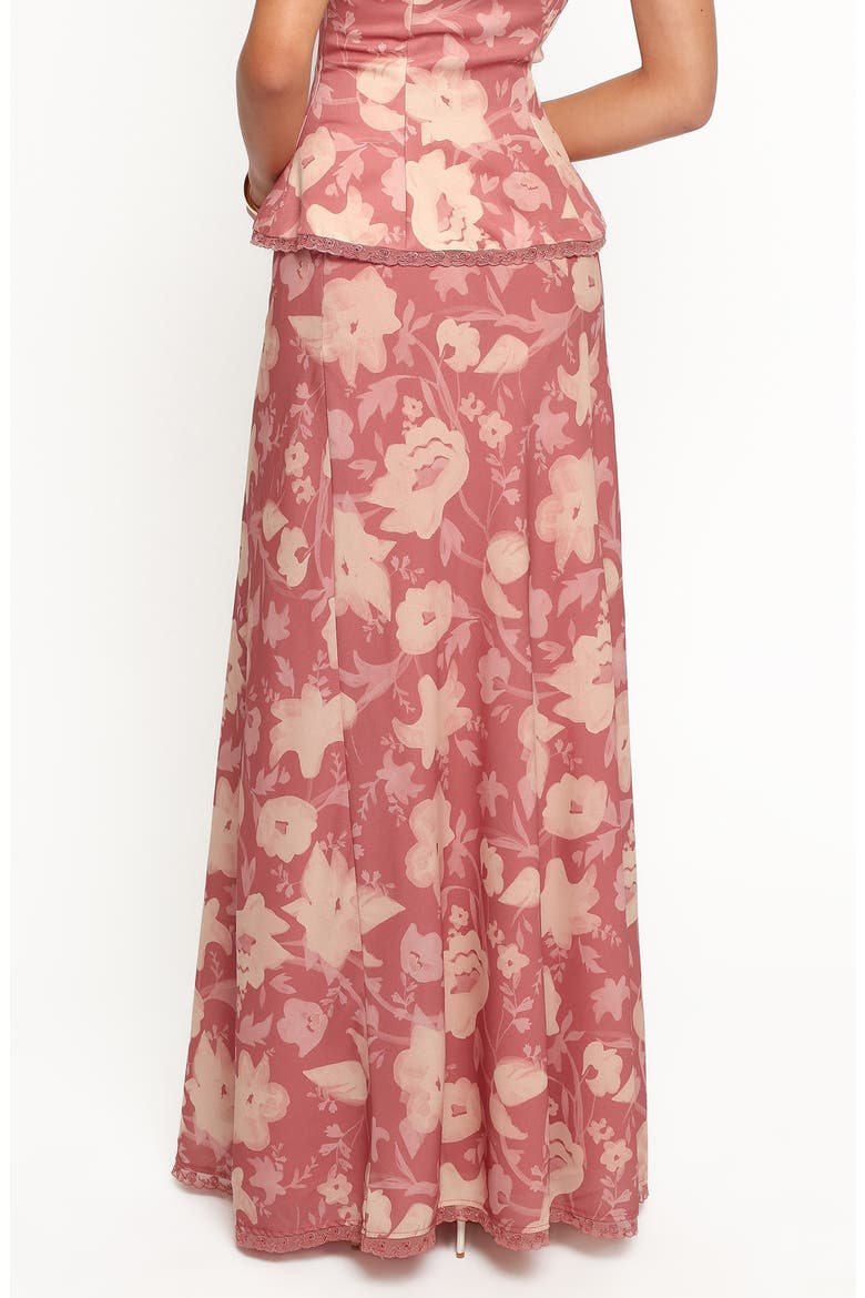 Mera Floral Lace Trim Maxi Skirt, Alternate, color, TERRACOTTA FLORAL