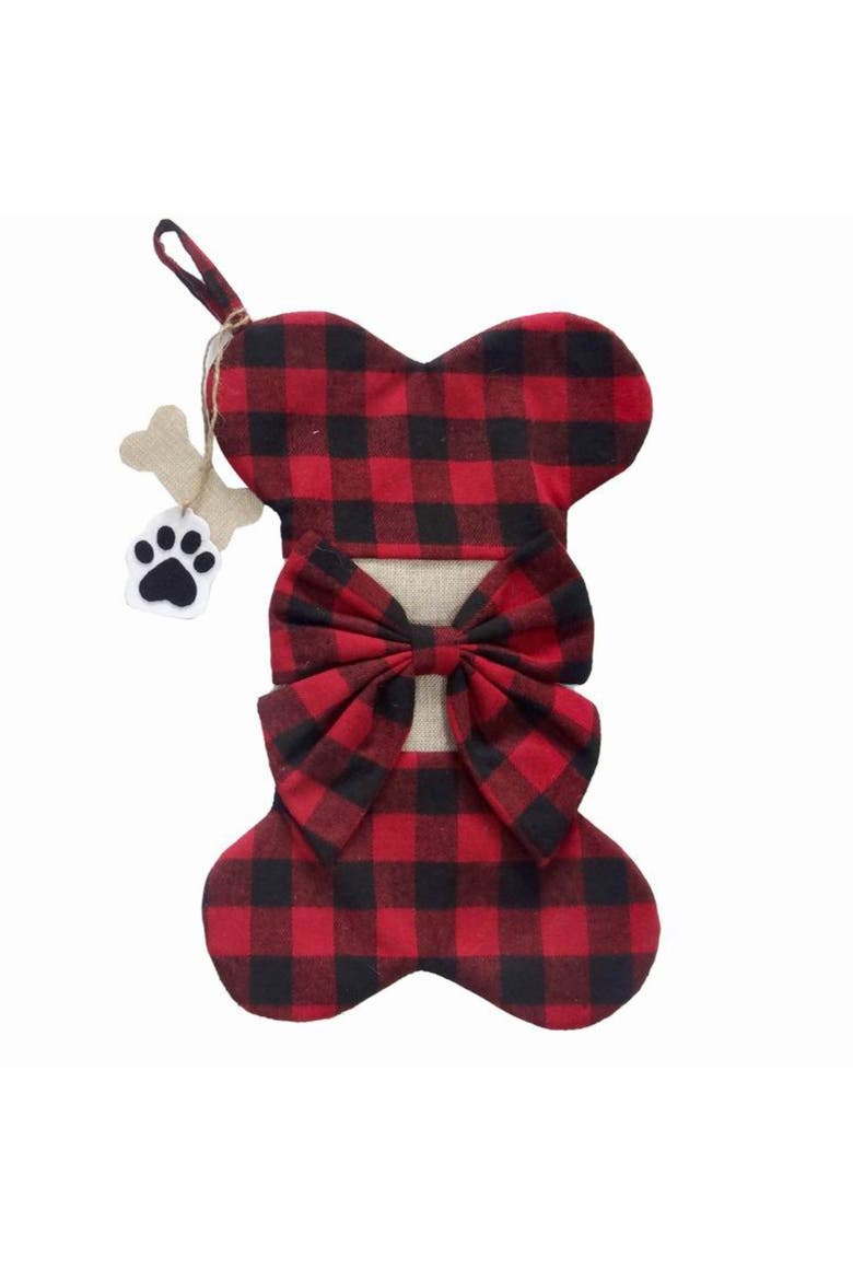 20In Pet Bone Stocking, Unlit, Red, Polyester, Christmas, Holiday Stockings, Mantel, Indoor, Home Decoration, Alternate, color, Red