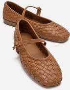 Forever & Always Shoes Yevora Leather Woven Strap Ballet Flat