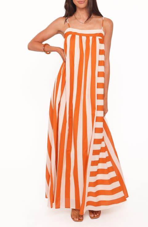 Yanika Stripe Cotton Maxi Sundress