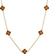 Jan Leslie Sterling With 18K Gold Overlay And Gemstones Five Petal Station Necklace