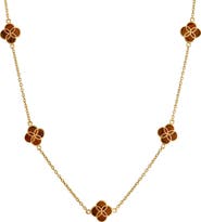 Jan Leslie Sterling With 18K Gold Overlay And Gemstones Five Petal Station Necklace
