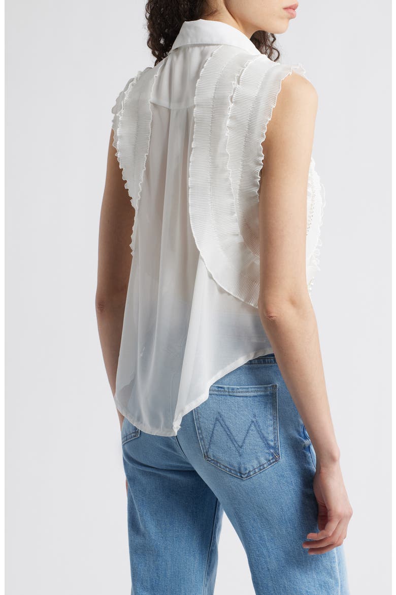 Maite Embellished Ruffle Sleeveless Shirt, Alternate, color, WHITE