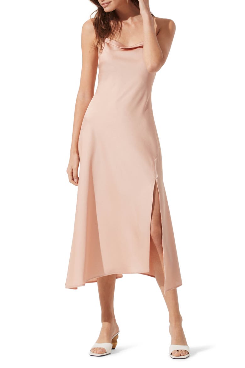 Cowl Slip Midi Dress, Main, color, BLUSH