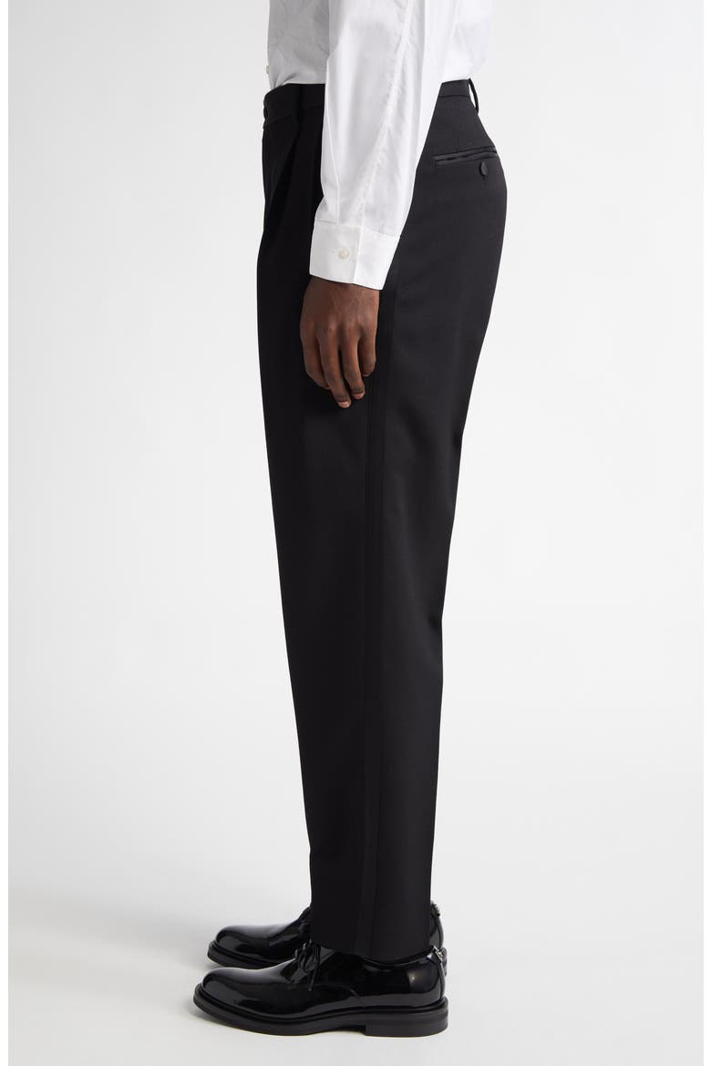 Classic Wool Blend Gabardine Tuxedo Pants, Alternate, color, N0000 NERO