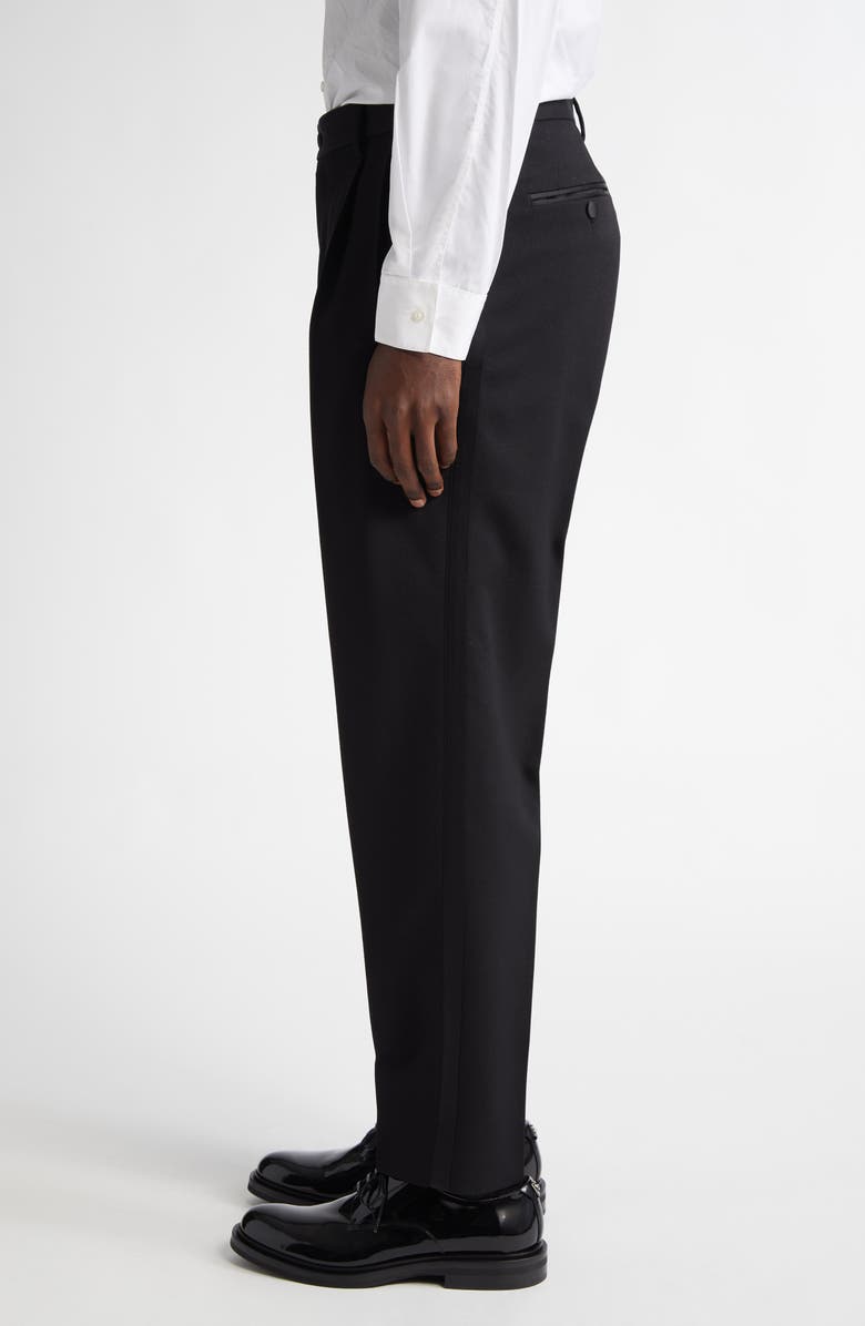 Dolce&Gabbana Classic Wool Blend Gabardine Tuxedo Pants, Alternate, color, N0000 Nero