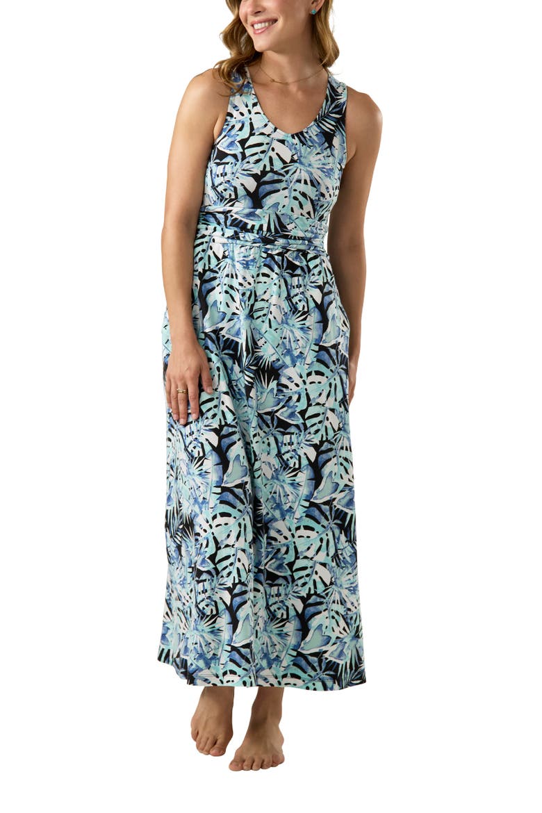 V-Neck Maxi Dress with Pockets, Main, color, Black Exotic Palms