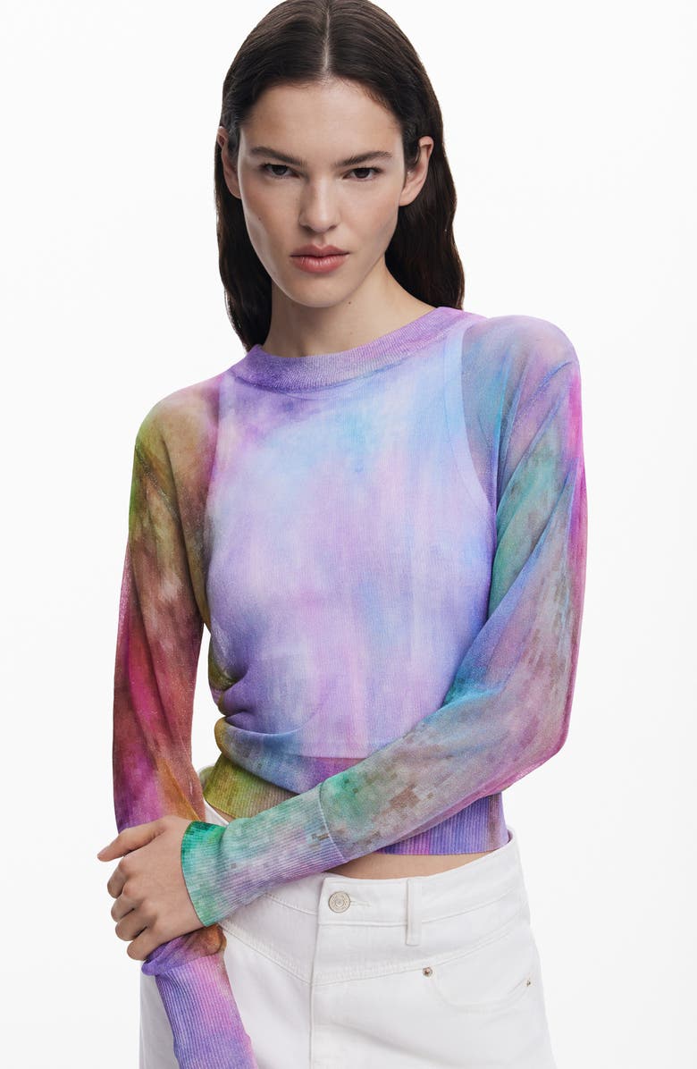 Desigual Thin Gauge Sweater, Alternate, color, Lilac