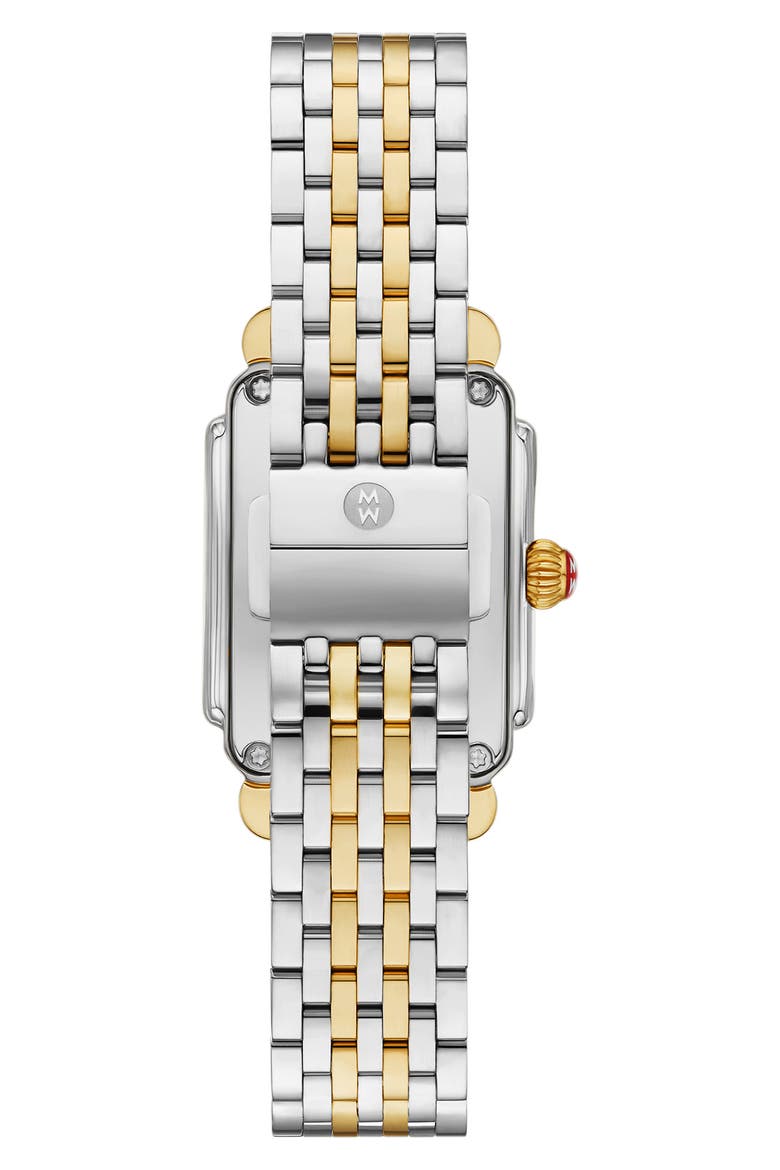 Deco Courbe Diamond & 18K Gold Plate Bracelet Watch, 26mm x 32mm, Alternate, color, TWO TONE