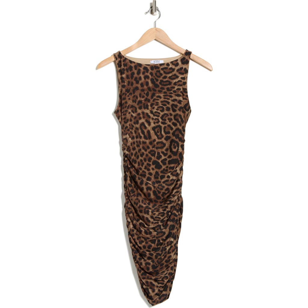 Afrm Los Angeles Leila Shiny Knit Bodycon Dress In Animal Print