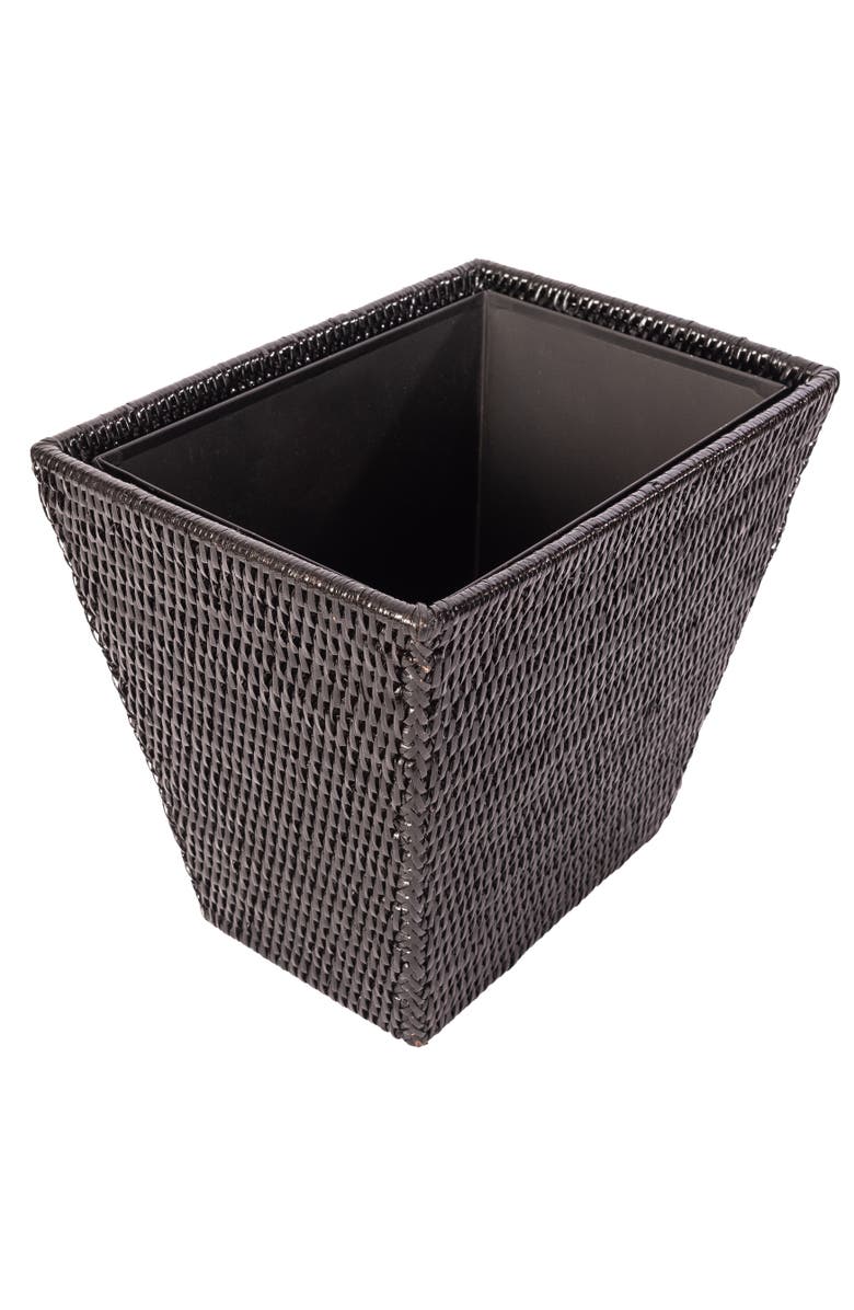 Artifacts Trading Company<sup>™</sup> Artifacts Rattan Rectangular Tapered Waste Basket with Metal Liner, Main, color, Tudor Black