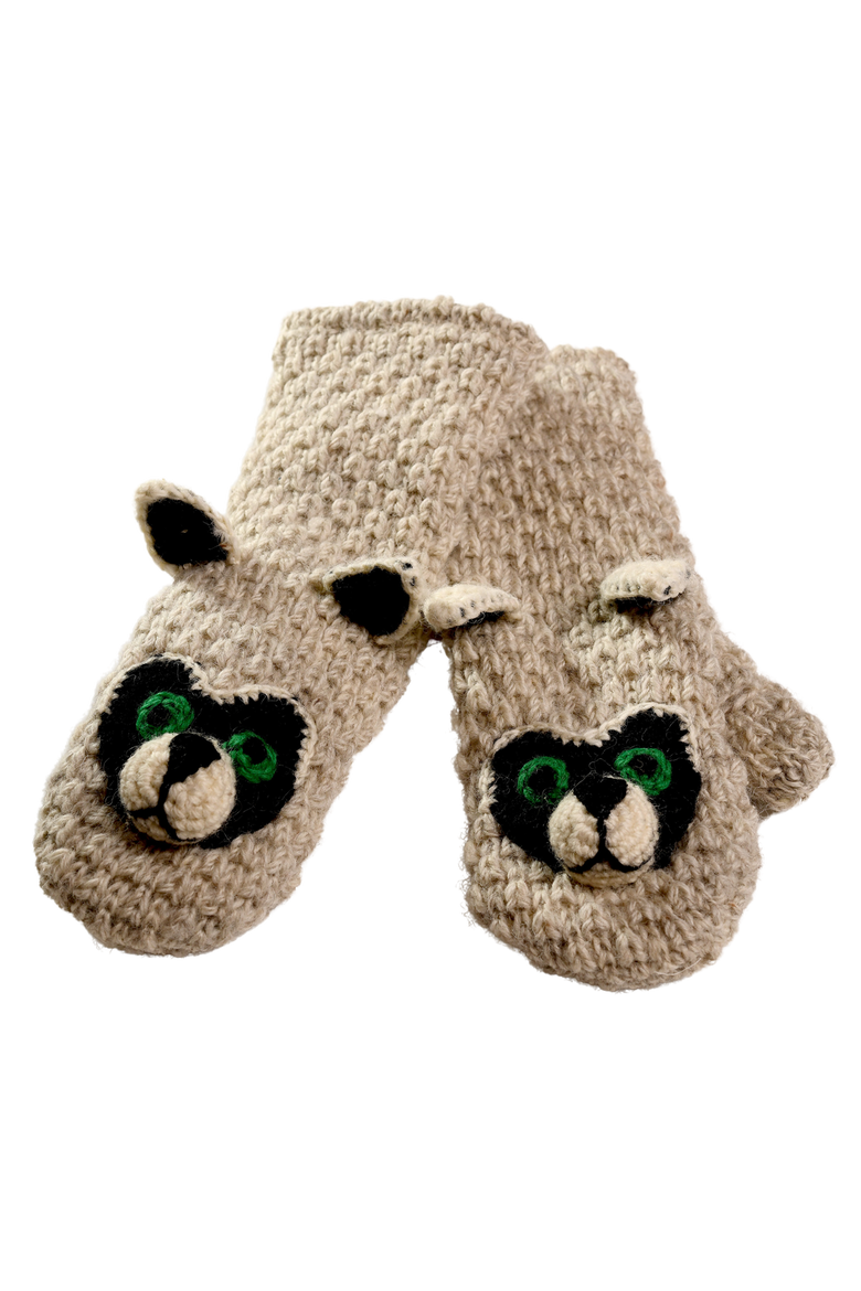 Crochet Rockey Racoon Mittens, Alternate, color, White