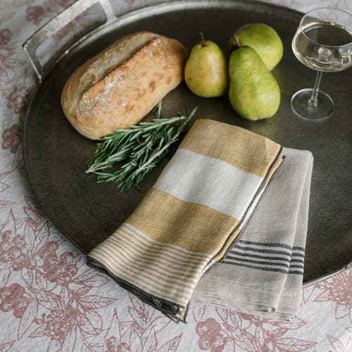 Cg Hunter Striped Napkins, Black And Ivory In Black