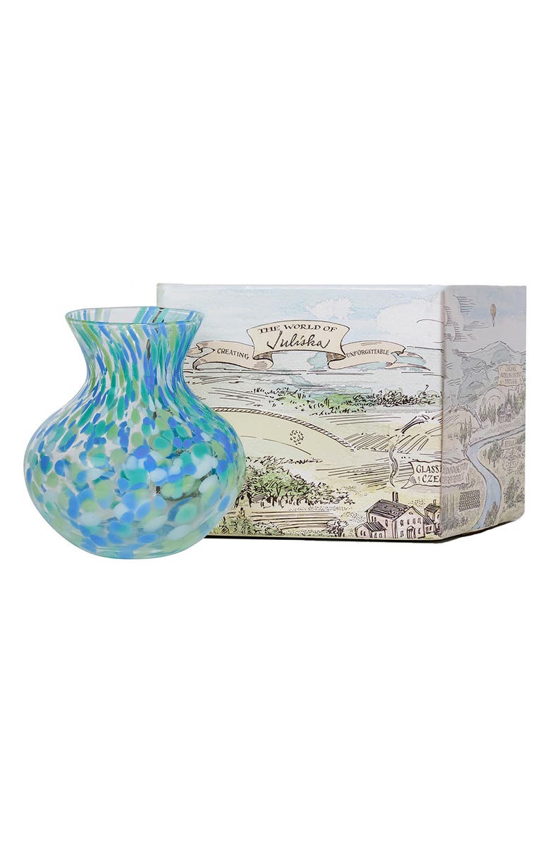 Juliska Puro 6-Inch Pattern Glass Vase, Alternate, color, Blue Multi