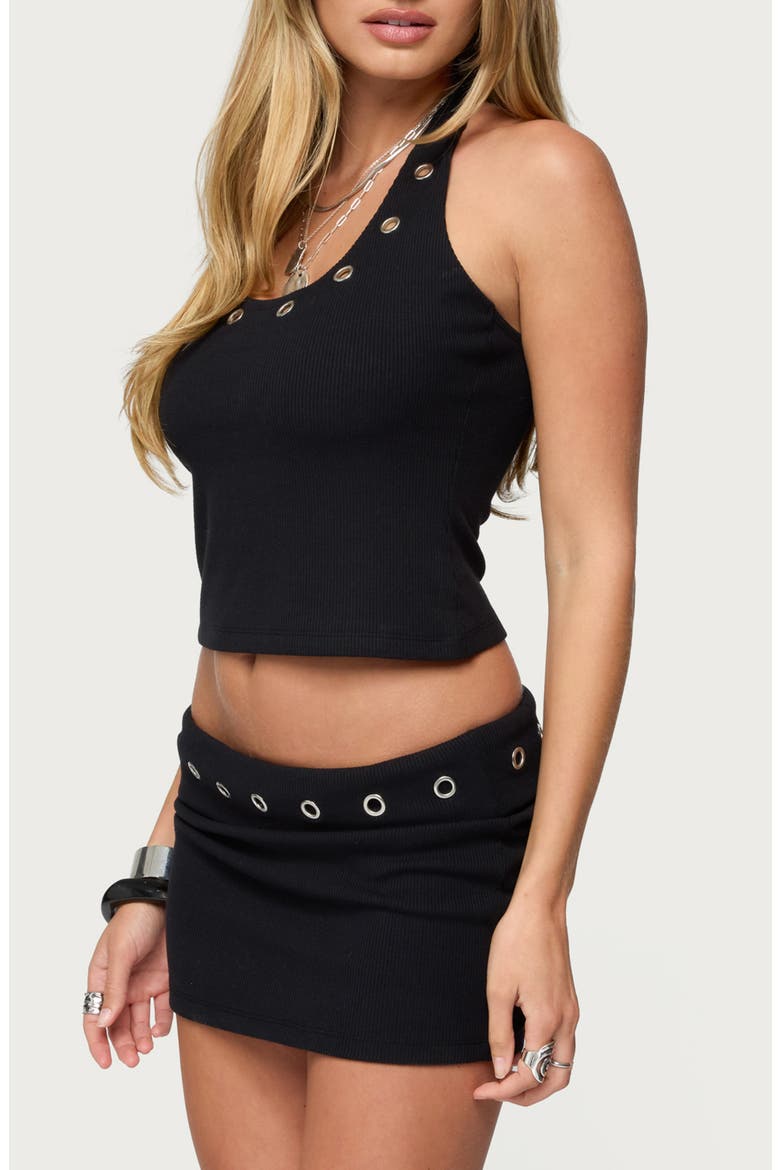 Havana Grommet Trim Halter Top, Alternate, color, BLACK