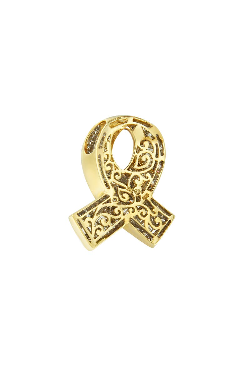 14K Yellow Gold 2 5/8 Cttw Diamond Awareness Ribbon Pendant Necklace - NO CHAIN, Alternate, color, Yellow
