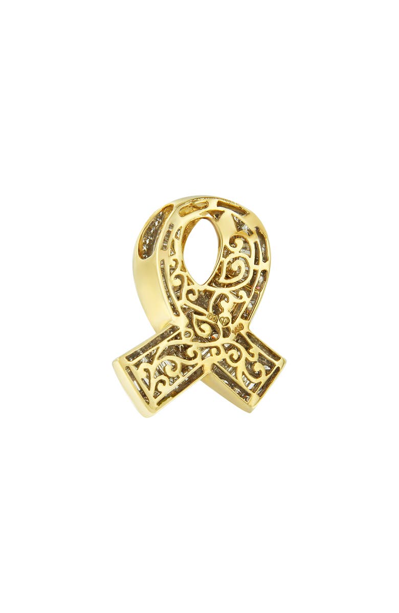Haus of Brilliance 14K Yellow Gold 2 5/8 Cttw Diamond Awareness Ribbon Pendant Necklace - NO CHAIN, Alternate, color, Yellow