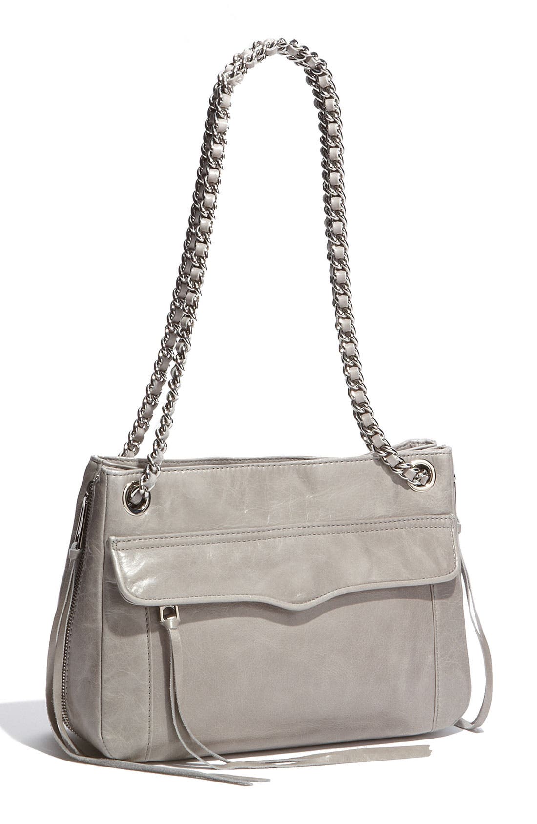 'Swing' Double Chain Leather Shoulder Bag, Main, color, PALE GREY