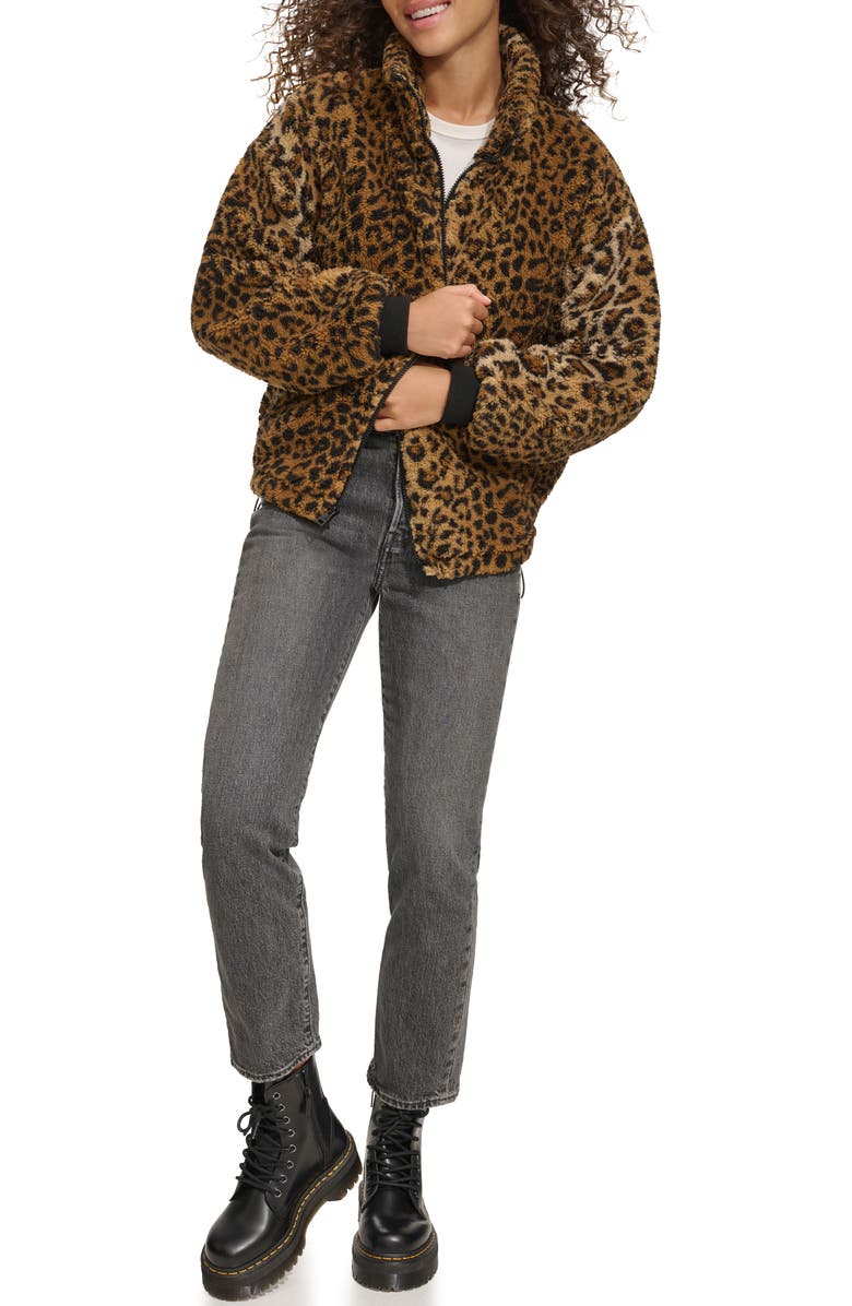 Levi's Zip Front Teddy Jacket, Alternate, color, Leopard