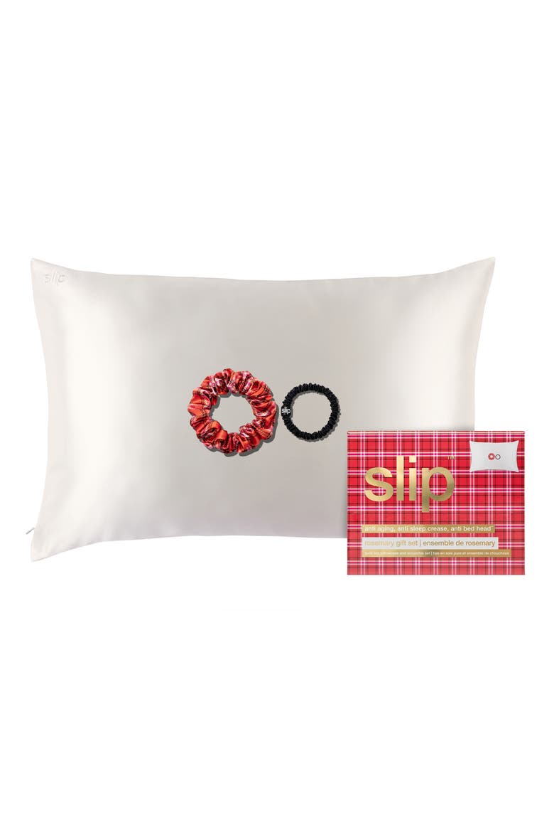 Pure Silk Queen Pillowcase & Scrunchie Set (Limited Edition) $109 Value, Main, color, ROSEMARY