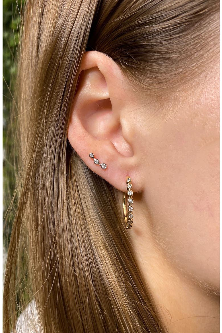 Lulu Jack Bezel Diamond Ear Climbers, Alternate, color, ROSE GOLD/ DIAMOND