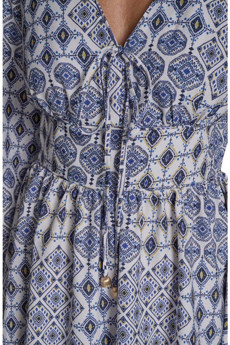Medallion Print Long Sleeve Crepe Minidress, Alternate, color, PRINTED CREPE