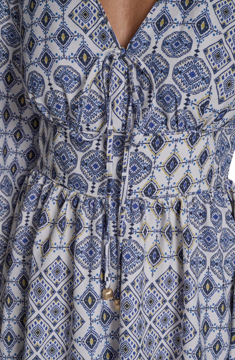 BCBG Medallion Print Long Sleeve Crepe Minidress, Alternate, color,