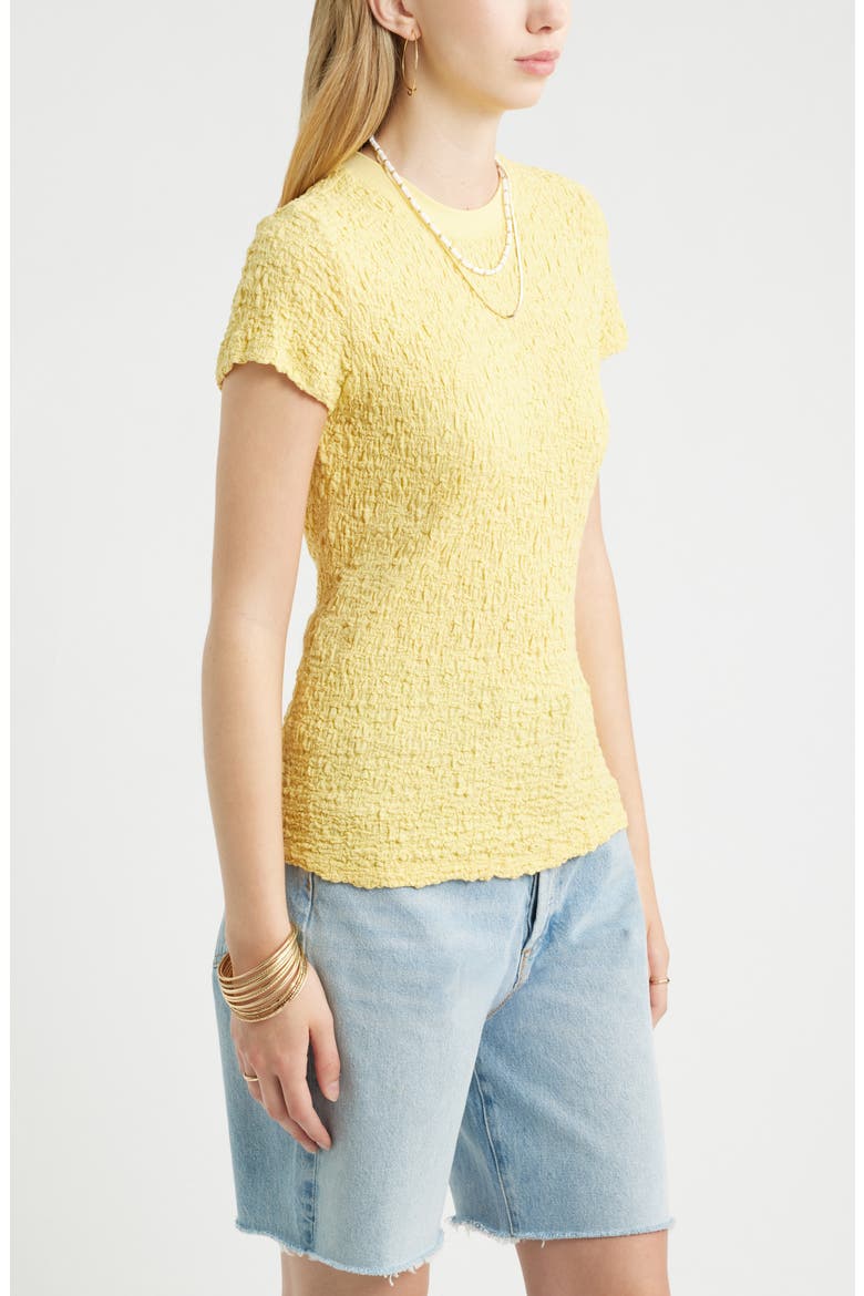 Crinkle Knit Crewneck Top, Alternate, color, YELLOW SUNDRESS