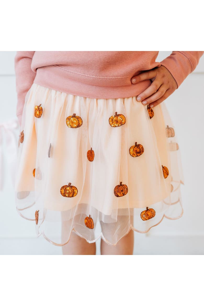 Pumpkin Sequin Scallop Tutu Skirt, Alternate, color, Soft Orange