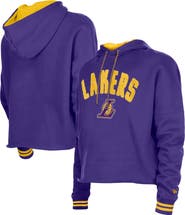 New Era Women's New Era  Purple Los Angeles Lakers Boxy Raw Edge Pullover Hoodie