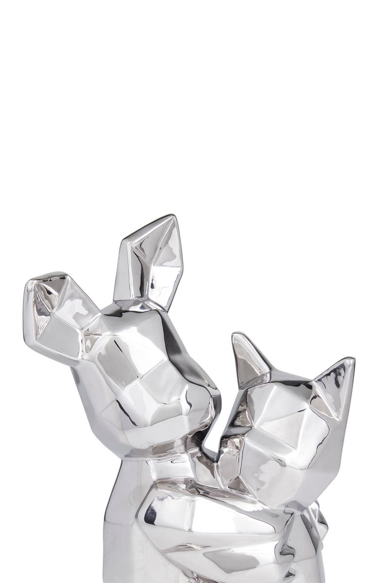COSMO BY COSMOPOLITAN Silvertone Porcelain Cubist Dog Sculpture, Alternate, color, Silver