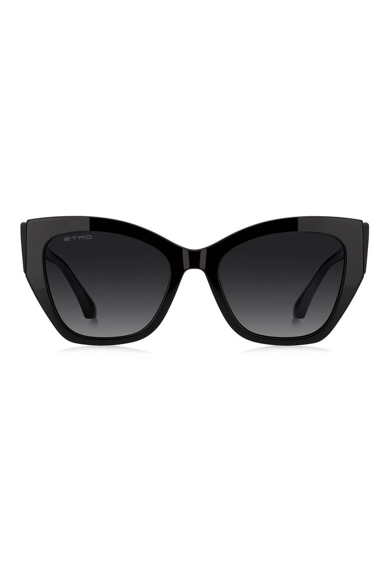 0143/S 55mm Gradient Cat Eye Sunglasses, Main, color, BLACK/ DARK GREY SF