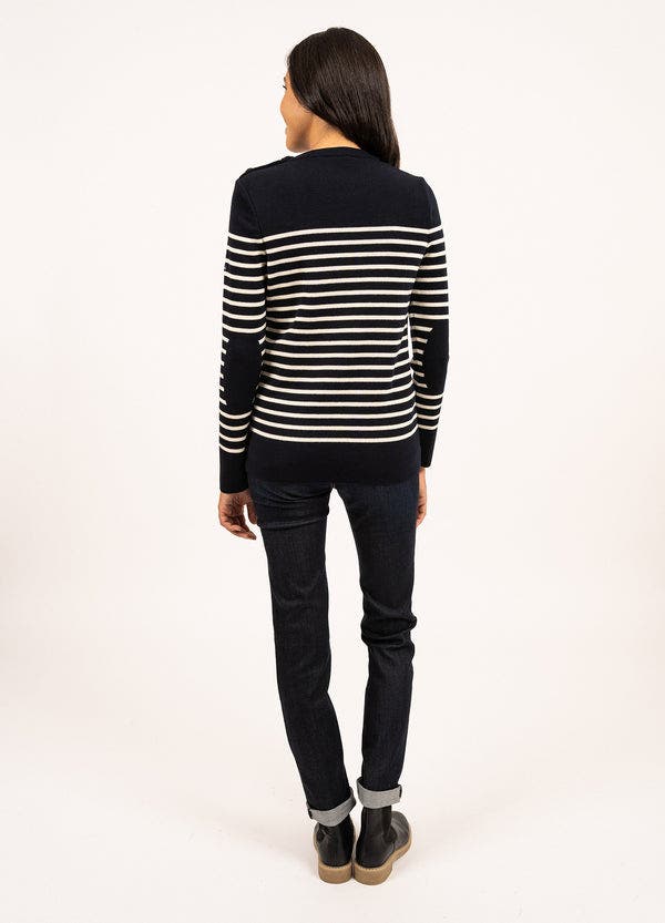 Saint James BREGANCON - Breton Striped Sweater with Jacquard Elbow ...