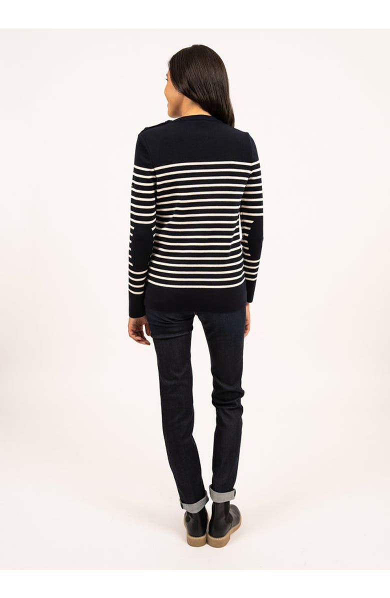 Saint James BREGANCON - Breton Striped Sweater with Jacquard Elbow Patch, Alternate, color, Navy / Ivory