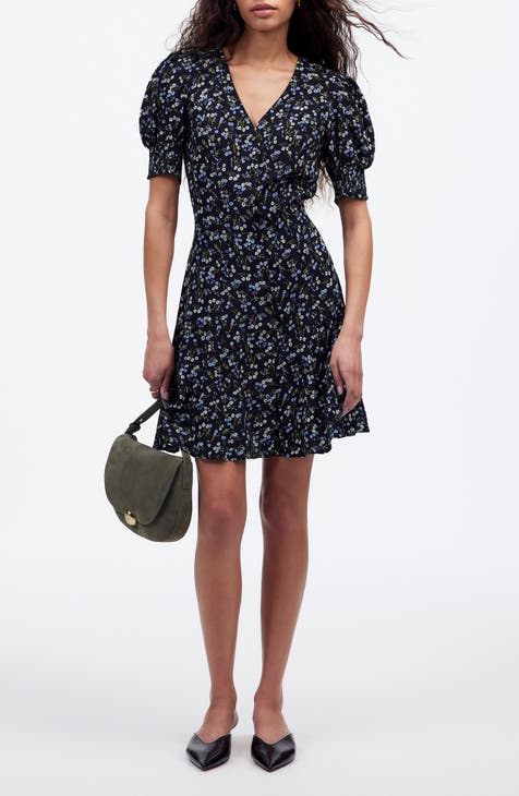 Long Sleeve Floral Short Dress with Novelty Buttons main image 1