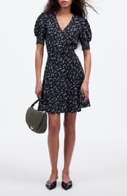Madewell Floral V-Neck Button-Up Minidress