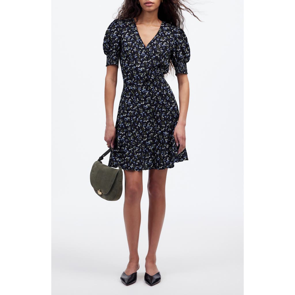 Madewell Floral V-neck Button-up Minidress In Cherry Print