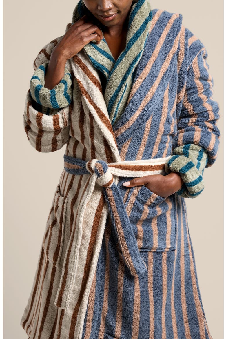 Turkish Cotton Stripe Robe, Alternate, color, MOSS AND PEACOCK