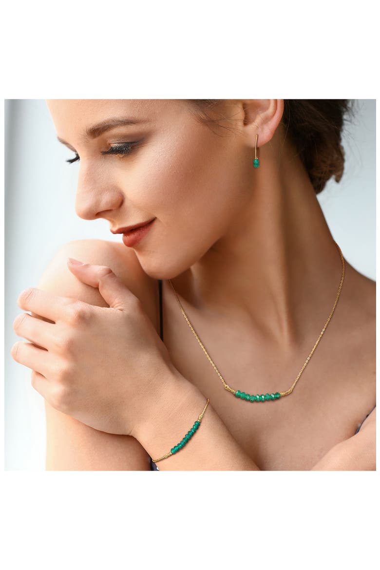 Green Onyx Beaded Hoop Earrings, Bracelet & Necklace Set, Alternate, color, GREEN