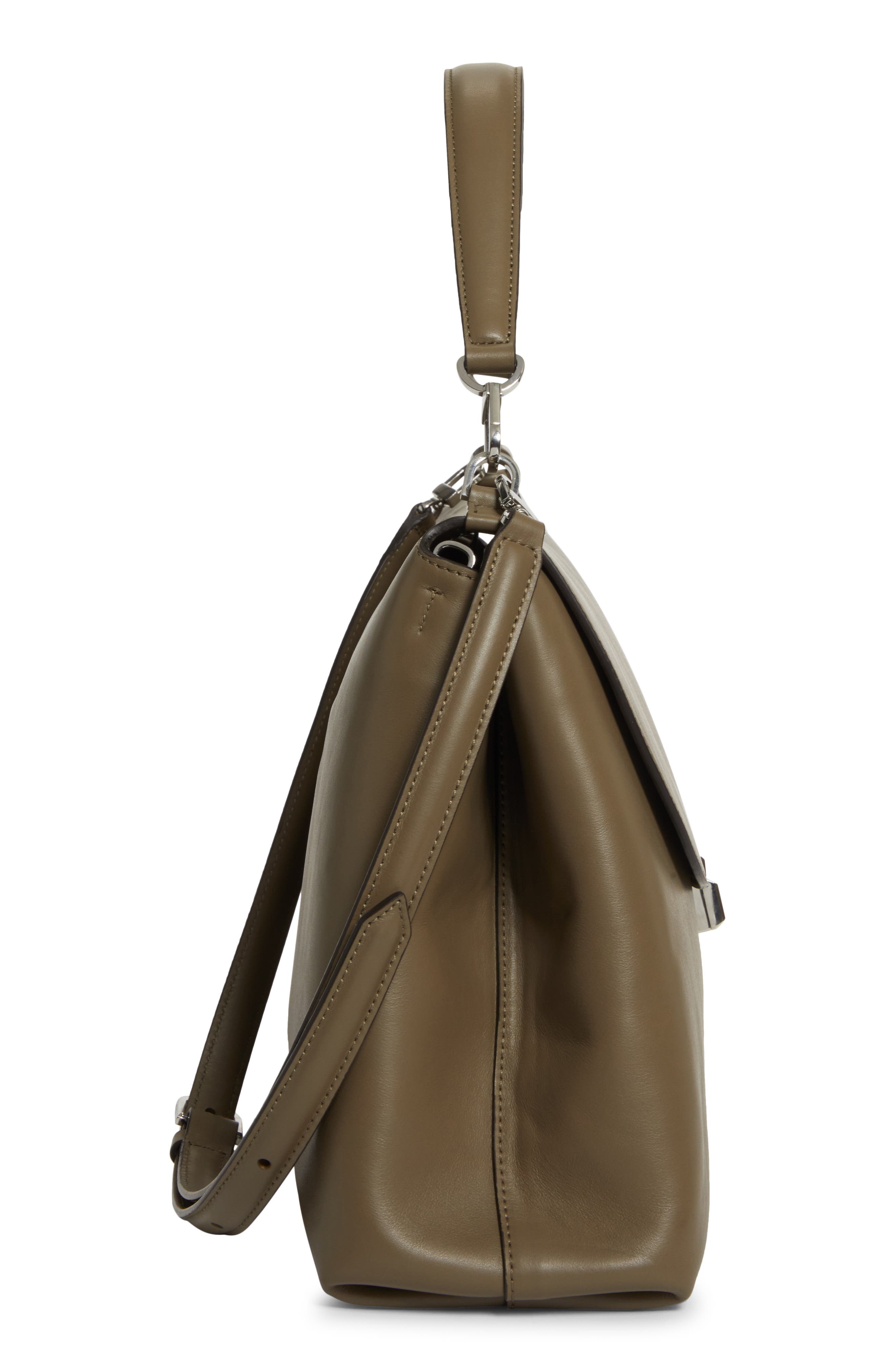 TOTEME T-Lock Leather Shoulder Bag, Alternate, color, Taupe