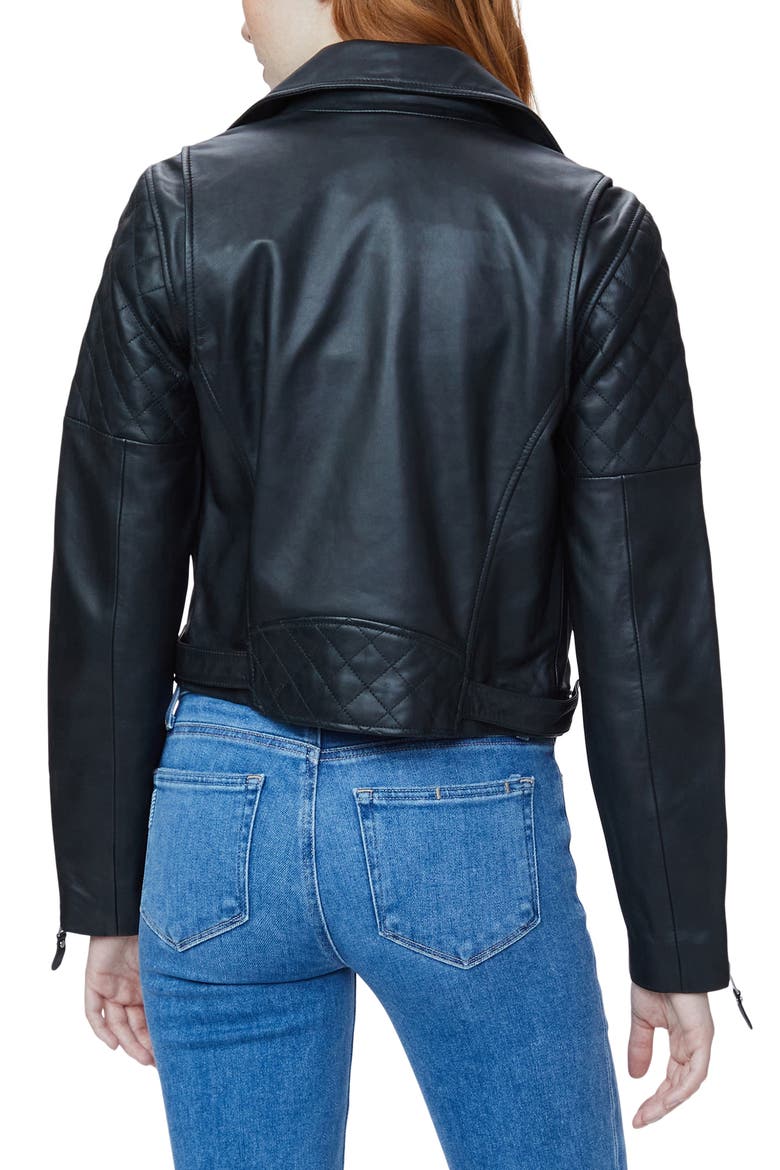 Danisa Crop Leather Jacket, Alternate, color, BLACK